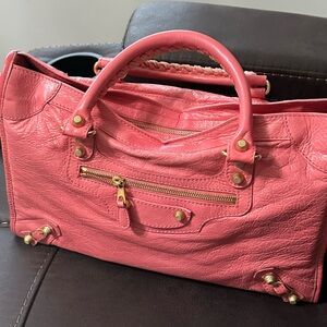 Balenciaga Pink Shoulder Bag with Gold Accents